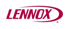Lennox logo in red text with a curved red line above and below on a white background.